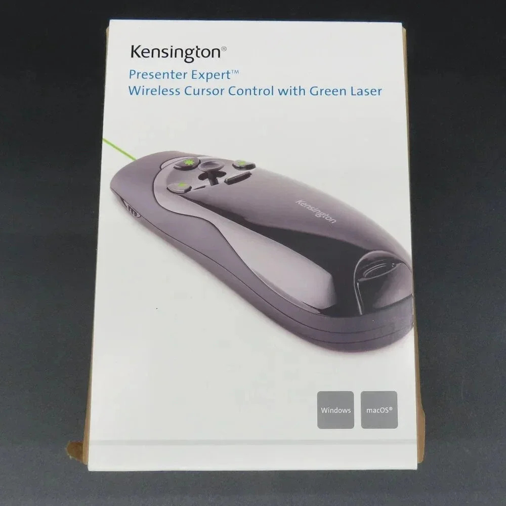 Kensington Expert Wireless Presenter with Green Laser Pointer and Cursor Control